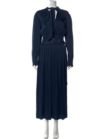 Pre-owned Sies Marjan Satin Long Dress In Blue