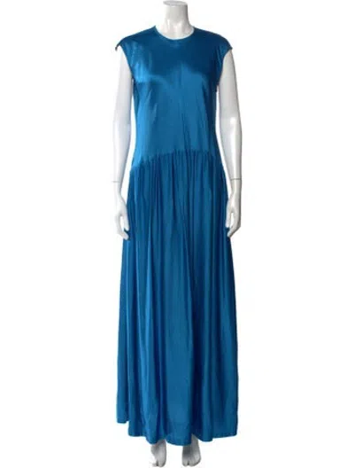 Pre-owned Sies Marjan Satin Long Dress In Blue