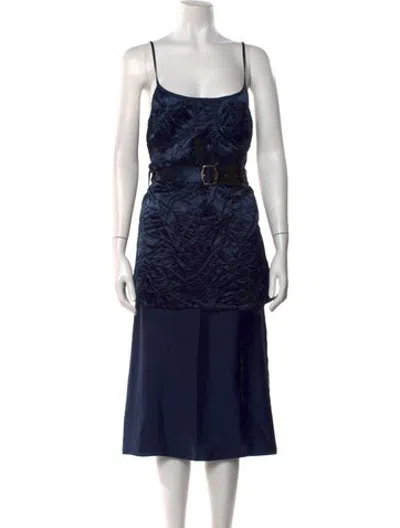 Pre-owned Sies Marjan Scoop Neck Midi Length Dress In Black