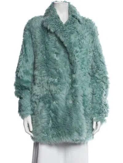Pre-owned Sies Marjan Shearling Faux Fur Coat W/ Tags In Green