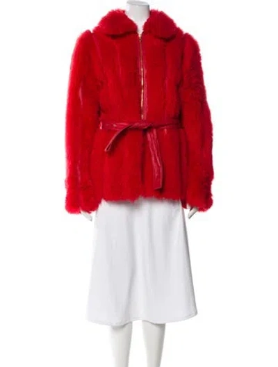 Pre-owned Sies Marjan Shearling Faux Fur Vest In Red