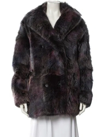 Pre-owned Sies Marjan Shearling Fur Coat In Purple