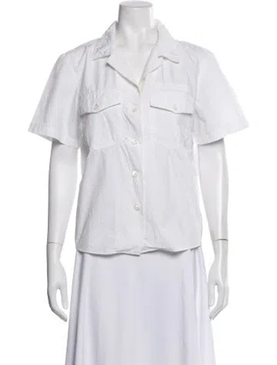 Pre-owned Sies Marjan Short Sleeve Button-up Top In White