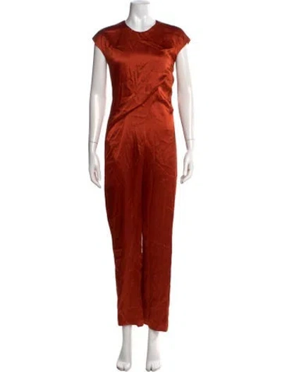 Pre-owned Sies Marjan Silk Crew Neck Jumpsuit In Orange