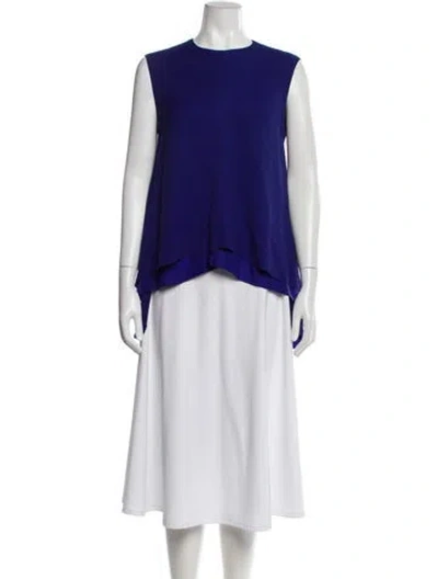 Pre-owned Sies Marjan Silk Crew Neck Top In Blue