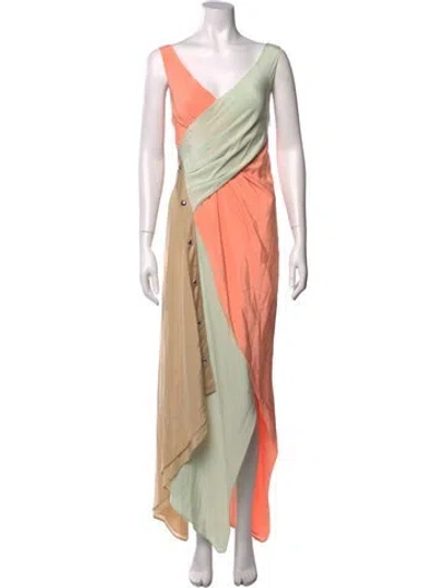 Pre-owned Sies Marjan Silk Long Dress In Green