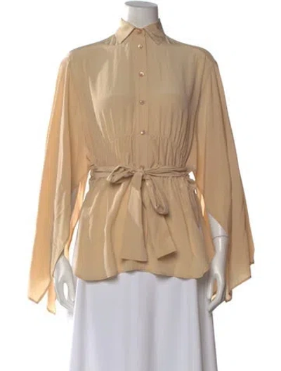 Pre-owned Sies Marjan Silk Long Sleeve Blouse In Neutral