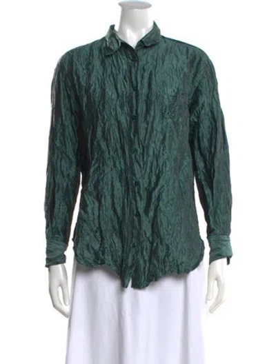 Pre-owned Sies Marjan Silk Long Sleeve Button-up Top In Blue