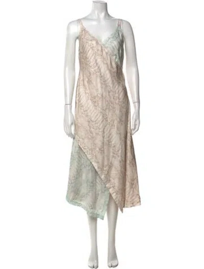 Pre-owned Sies Marjan Silk Midi Length Dress In Neutrals