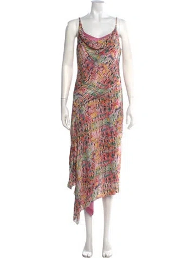 Pre-owned Sies Marjan Silk Midi Length Dress In Pink
