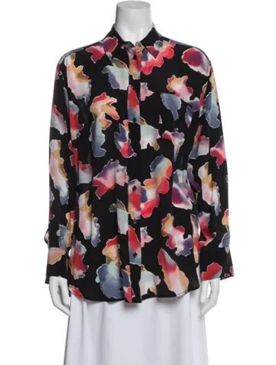 Pre-owned Sies Marjan Silk Printed Button-up Top In Multi