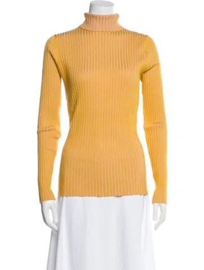 Pre-owned Sies Marjan Silk Striped Top In Yellow