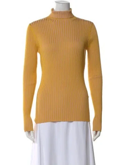 Pre-owned Sies Marjan Silk Striped Top In Yellow