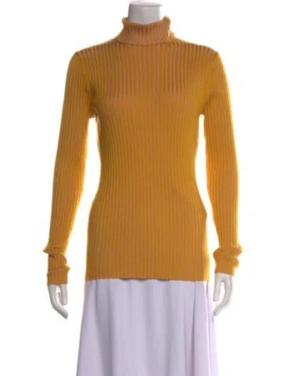 Pre-owned Sies Marjan Silk Turtleneck Top In Yellow