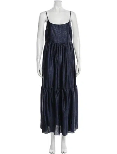 Pre-owned Sies Marjan Square Neckline Long Dress In Blue