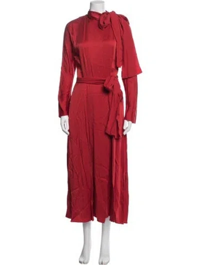 Pre-owned Sies Marjan Tie Neck Long Dress In Red