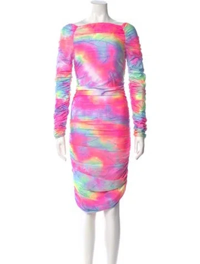 Pre-owned Sies Marjan Tie-dye Print Knee-length Dress In Pink