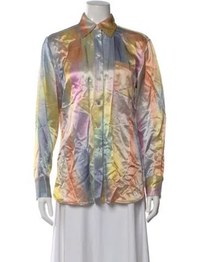Pre-owned Sies Marjan Tie-dye Print Long Sleeve Button-up Top