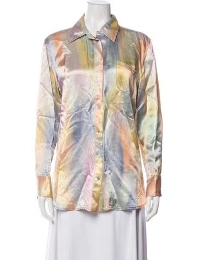 Pre-owned Sies Marjan Tie-dye Print Long Sleeve Button-up Top In Pink