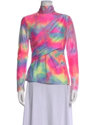 Pre-owned Sies Marjan Tie-dye Print Mock Neck Top In Pink