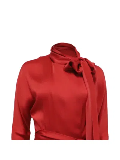 Pre-owned Sies Marjan Tie-neck Long-sleeve Midi Dress In Red