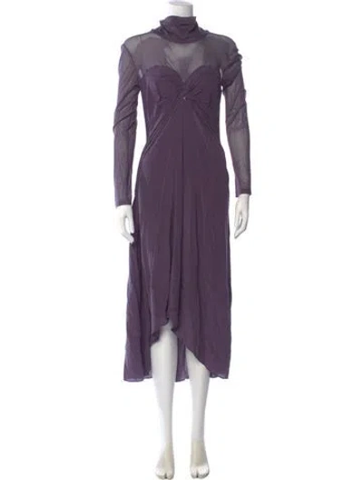 Pre-owned Sies Marjan Turtleneck Midi Length Dress In Purple