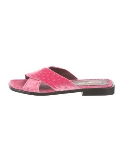 Pre-owned Sies Marjan Velvet Colorblock Pattern Slides In Pink