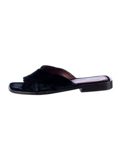 Pre-owned Sies Marjan Velvet Slides In Blue