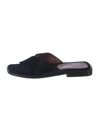 Pre-owned Sies Marjan Velvet Slides In Blue