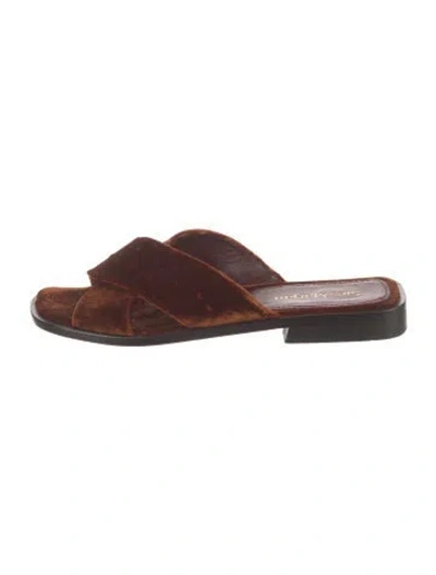 Pre-owned Sies Marjan Velvet Slides In Brown