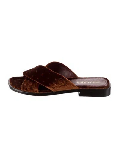 Pre-owned Sies Marjan Velvet Slides In Orange