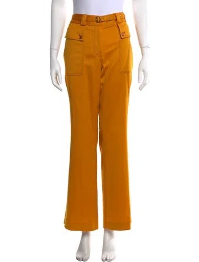 Pre-owned Sies Marjan Virgin Wool Flared Pants In Yellow