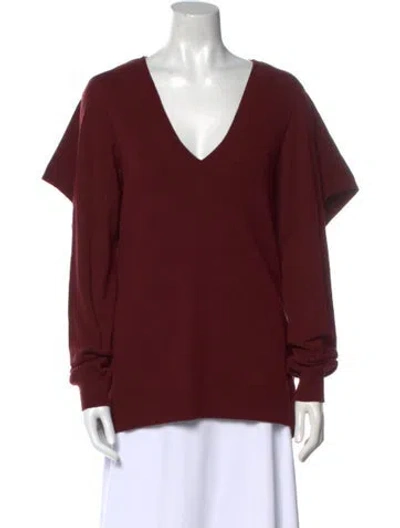Pre-owned Sies Marjan Virgin Wool V-neck Sweater In Burgundy