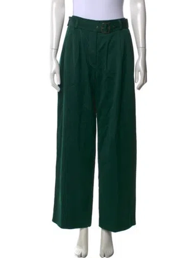 Pre-owned Sies Marjan Virgin Wool Wide Leg Pants In Green
