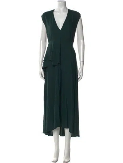 Pre-owned Sies Marjan V-neck Long Dress In Green