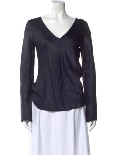 Pre-owned Sies Marjan V-neck Long Sleeve Top In Blue