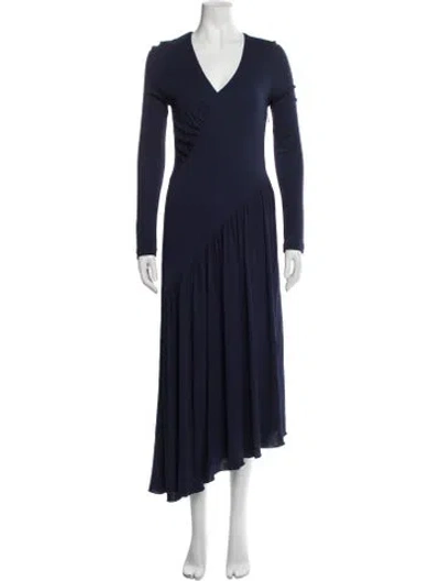 Pre-owned Sies Marjan V-neck Midi Length Dress In Blue