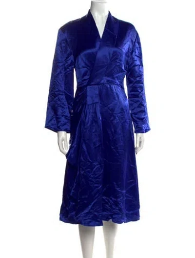 Pre-owned Sies Marjan V-neck Midi Length Dress In Blue/metallic