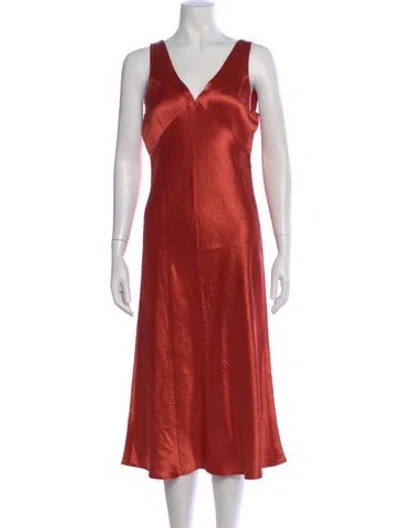 Pre-owned Sies Marjan V-neck Midi Length Dress In Orange