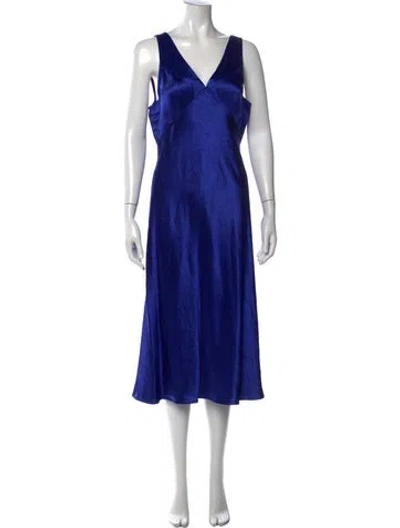 Pre-owned Sies Marjan V-neck Midi Length Dress W/ Tags In Blue