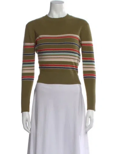 Pre-owned Sies Marjan Wool Striped Top In Green