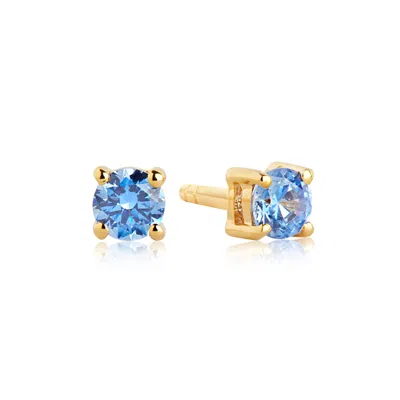 Sif Jakobs Jewellery Women's Blue / Gold Earrings Princess Round Gold Piccolo Blue Zirconia In Multi