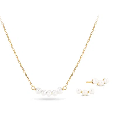 Sif Jakobs Jewellery Women's Gold / White Perla Set - Gold Plated In Multi