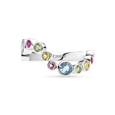 Sif Jakobs Jewellery Women's Silver Ring Sardinien Wave - Multicolour In Transparent