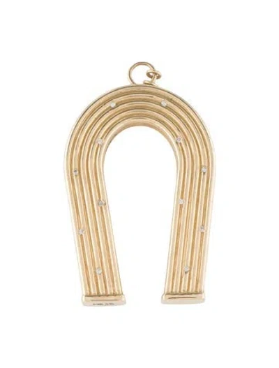 Pre-owned Sig Ward 14k Diamond Reeded Horseshoe Necklace In Multi