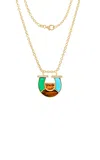 Sig Ward 14k Yellow Gold Citrine; Tiger's Eye; Chrysoprase; Turquoise And Diamond Baguette Horseshoe Necklace In Orange