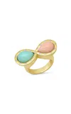 Sig Ward 14k Yellow Gold Opal And Chrysoprase Diamond Infinity Ring In Pink