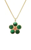Sig Ward Blossom 14k Yellow Gold Tourmaline; Malachite And Diamond Necklace In Green