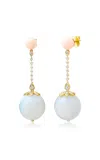 Sig Ward Disco Ball 14k Yellow Gold Opal; Opalite And Diamond Earrings In White