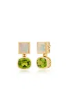 Sig Ward Duo 14k Yellow Gold Opal; Peridot Earrings